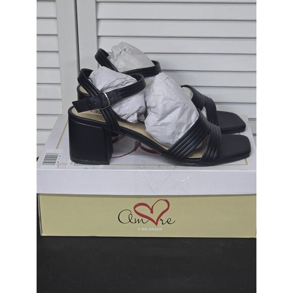 Mia Amore Striking Women's Heeled Sandals Black Retro NIB Size 9 Summer Business - Picture 4 of 6